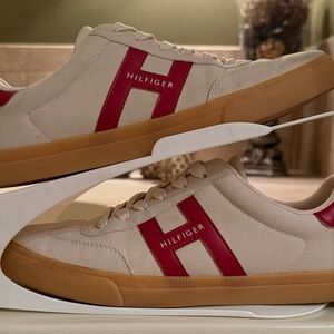 Tommy Hilfiger Cream and Red Sneakers